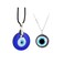Caiyao 2pcs Evil Eye Pendant Necklace Glass Leather Rope Chain Turkish Protect Lucky Necklace for Women Men-2pcs Silver