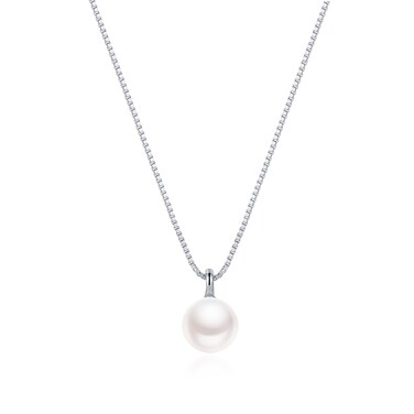 BRAYEG 8mm Sterling Silver Freshwater Pearl Pendant Necklace,14K White Gold Pearl Necklace for Women Adjustable Pearl Necklaces,Simple Pearl Necklaces for Everyday Jewelry Gifts