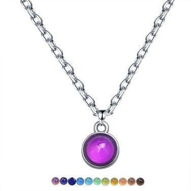 AINILOVE Ocean Color Changing Necklace Temperature Sensing Necklace Color Changing Mood Jewelry for Women Sea Animal Lover Gifts (Oval Necklace)