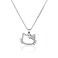 Zeshimb Diamond Cat Necklace Sterling Silver Cute Cubic Zirconia Bow Kitten Pendant Necklace Funny Cartoon Animal Cat Necklace Chain Jewelry Gifts for Women Teen Girls
