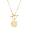 SOFYBJA Saint Benedict Medals Necklace 18K Gold Paperclip Toggle Medallion Coin Cross Pendant Necklaces