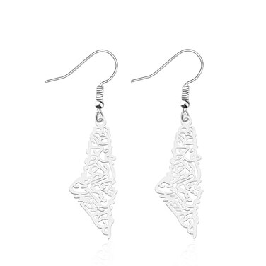 KEYCHIN Palestine Map Necklace Palestine Country Map Pendent Jewelry Palestine Gifts For Friend Family (Palestine ER-S)