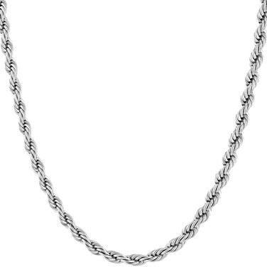 LIFETIME JEWELRY 24k Real Gold Plated 4mm Rope Chain Necklace Diamond Cut Gold Chain for Men Women (24 inches, White Gold Plated)