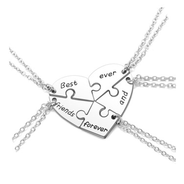 PESOENTH BFF Best Friend Necklace For 5,Friendship Jewelry For Women Gift,Matching Heart Best Friends Forever and ever Pendant Necklaces Set Birthday for Friendship BBF