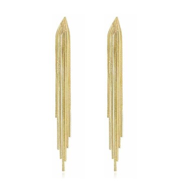 4Pcs Gold Long Tassel Dangle Earrings for Women Long Threader Earrings Chain Drop Earrings for Womens (long tassel earrings gold)