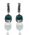 Moonstruck Golden Meenakari Jhumkas With White Pearls For Women (Green) (Oxidised Green)