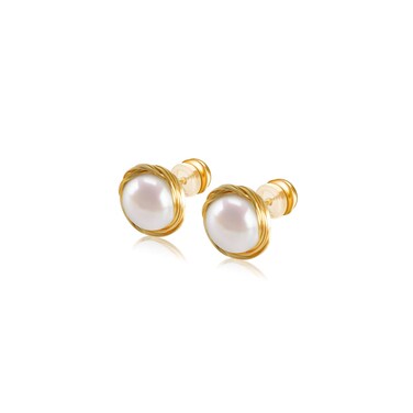 18K Gold Plated Freshwater Cultured Pearl Stud Earrings   Real Pearl Earrings - AKOCIDY