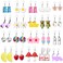 GIFIKOI 20 Pairs Weird Cute Earrings Drop Dangle Earrings for Women Gummy Bear Flowers Butterfly Earrings Aesthetic Earrings Weirdcore Kawaii Funny Earrings Set