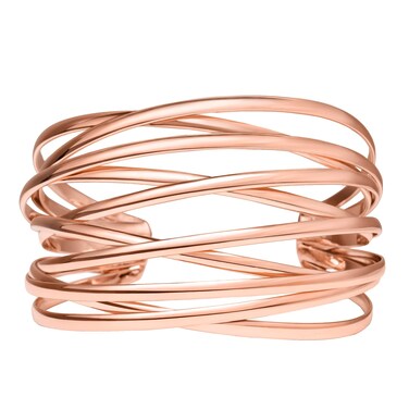 SELFWIMG Rose Gold Cuff Bangle Bracelet for Women Trendy Multi-layer Wire Warp Bangle Bracelet Adjustable Wide Open Chunky Cuff Bracelets Boho Twisted Wrist Accessories Jewelry Gifts