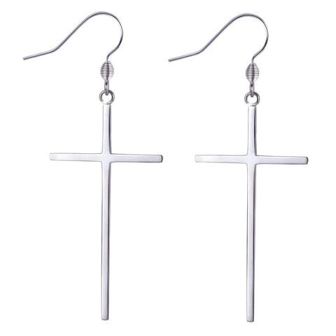 Jeka Cross Long Dangle Earrings for Women Drop Fashion Jewelry Silver Christian Religious Easter Christmas Earrings Gifts for Women 2024