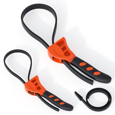 FIVEPEARS Rubber Strap Wrench Plumbing Set(2PCS),Upgrade Water Filter Shower Head Belt Wrench,Small Automotive Oil Filter Pipe Wrench，Heavy Duty Pvc Wrench Oil Filter Wrench Tool