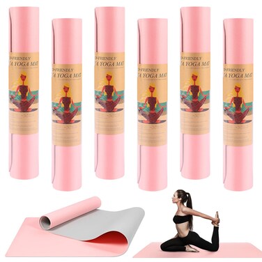 Deekin 6 Pack Bulk Yoga Mats, 72 x 24 x 0.19 Inch, 5 mm Thick, Non Slip Yoga Mat Workout Set Pilates and Floor Exercise Mats for Kids Adults Women Men Outdoor Home Gym Fitness Equipment