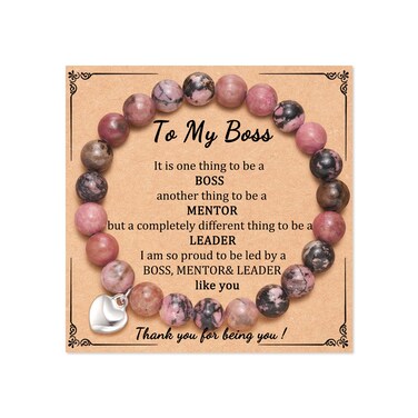 JOGDIAM Boss Day Gifts for Women Best Boss Lady Gifts For Women Boss Gifts Female Natural Stone Beaded Bracelet Christmas
