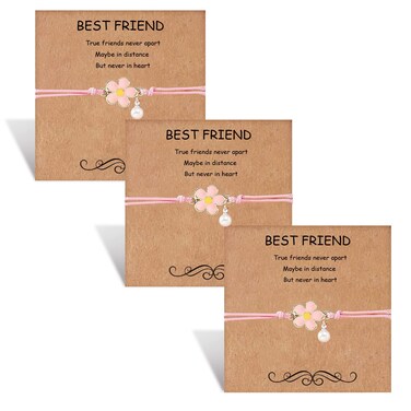 HOHOTANG Best Friend Bracelets for 3, Trio Bracelets for Best Friends, Friendship Bff Matching Bracelets for 3, Adjustable Birthday Bracelet for Women