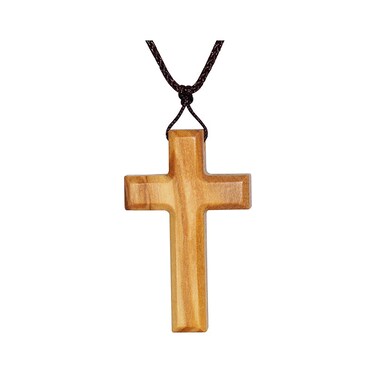 Xianli Wang Simple Natural Olive Wood Cross Pendant Necklace for Men Women Gift Necklace Wooden Car Rearview Mirror Pendant