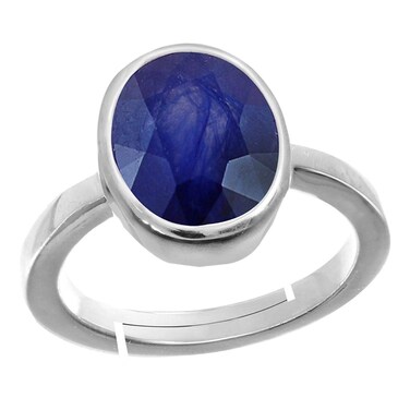 LMDPRAJAPATIS 5.56 Carat 925 Sterling Silver Blue Sapphire Women Engagement Ring Adjustable For Women's