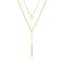 UAIAGM 2 Pcs Long Gold Necklace and Silver Boho Layered Trendy Necklaces with Pendant Vertical Bar Y Lariat Circle Disc Jewelry for Women Wife Friends Party