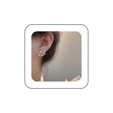 Andelaisi Boho Crystal Rhinestone Ear Jackets Earrings Silver Rhinestone Stud Earrings Vintage Crystal Bar Jacket Earrings Sparkly Cz Crystal Earrings Jewelry for Women