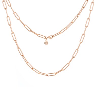 Elegant Link Chain Necklace in 925 Sterling Silver &amp; 14K Rose Gold PVD - Jewelry for Her
