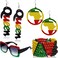 Zhanmai 4 Pieces Juneteenth African Women's Jewelry Set Jamaica accessories African Map Dangle Earrings Queen Wooden Earrings Oversized Square Sunglasses Rasta Beaded Bracelet for Black Women