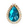 RareLove Vintage Blue Rhinestone Alloy Metal Teardrop Brooch For Women