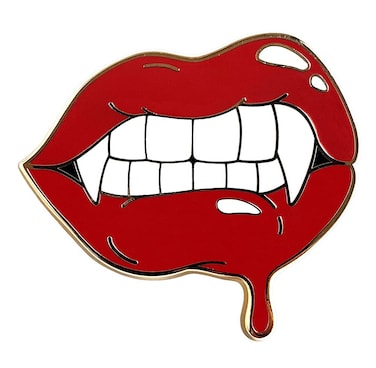 Pinsanity Red Vampire Lips and Fangs Enamel Lapel Pin