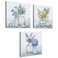 Biuteawal 3 Piece Floral Canvas Wall Art Vivid Flower Bouquet with Seashell Starfish Picture Print Blue Painting Still Life Artwork Home Bathroom Dining Room Decor Framed Ready to Hang