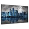 Biuteawal Black White Blue City Wall Art Chicago Pictures Decoration Moon Night Cityscape Skyline Canvas Painting Prints Framed Modern Home Living Room Bedroom Decor Ready to Hang
