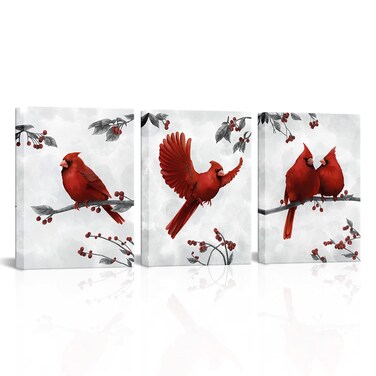 Kalormore Bird Wall Art for Bedroom Red Cardinal Painting Giclee Canvas Prints Gallery Wrapped Picture Artwork Gallery Wrapped Wall Decorataion for Home Living Room Office Bathroom