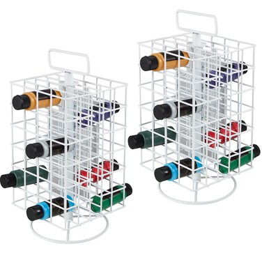 Yaocom 2 Pcs Spinning Paint Organizer Rack 360 Degree Rotating 6 Tier Paint Storage Tower Paint Holder Paint Storage Holder Stand Holds up to 48 (2 oz) Bottles for Art Acrylic Painting, White