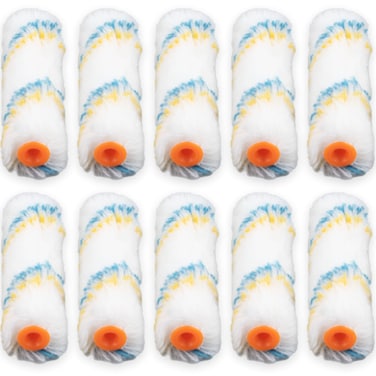 IFAMIO Pack of 10, 4 Inch Inch Paint Roller Covers Small Roller Refills 1/2 Inch Inch Nap Woven Cotton Mini Paint Roller Covers Brush Replacement Set for Painting Walls Floor Fence Cabinet