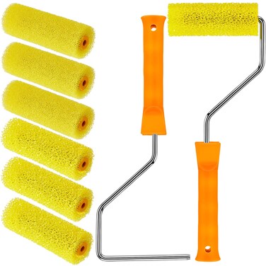 Suclain 8 Pcs 4 Inch Paint Roller Textured Bed Liner Roller Covers and Paint Roller Frame Kit Texture Roller Bed Liner Paint Roller for Truck Coating Create Texture Effect