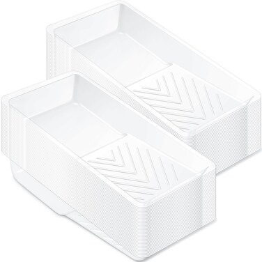 Geelin 80 Pcs Paint Tray Liner 4 Inch Paint Pans Trays White Paint Roller Tray Disposable Paint Tray Plastic Paint Tray with Textured for Painting Walls, Compatible with Most Paint Rollers