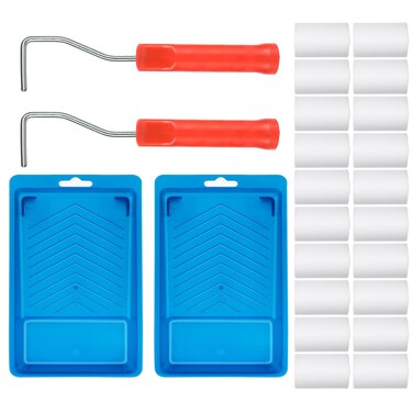 24 PCS 2 Inch Small Paint Roller Kit, 20 High Density Paint Rollers with 2 Frames and 2 Trays, Small Sponge Paint Roller Covers, Mini Paint Roller Set for Painting Wall, Cabinet, Door, Corner, Craft