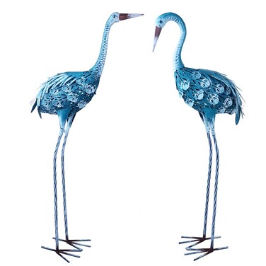 BAENRCY Crane Statue Metal Crane Sculpture Garden Decoration Metal Yard Art for Patio Lawn Backyard Outdoor Decoration A Set of 2