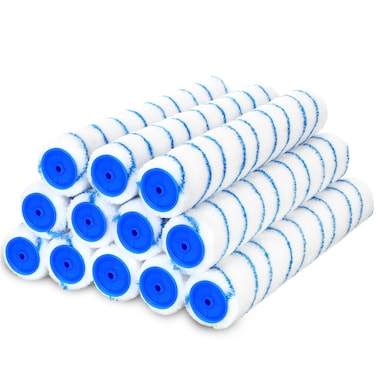 Leumoi 12 Pcs Paint Roller Covers 14 Inch Microfiber Roller Covers Refill Naps for Paint Roller Brush Frame Kit Paint Supplies for Interior House Painting Surfaces Home Repair Tools (1/2'' Nap)
