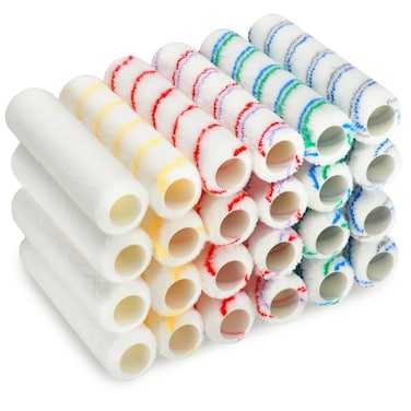 Tanlade 24 Pcs 9 x 3/8 inch Paint Roller Covers Microfiber Naps House Wall Painting Supplies Roller Naps Nap for Roller Frame Covers for Paint Roller Kit, 6 Colors