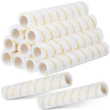Roshtia Paint Roller Cover 12 Pcs 14" Yellow Paint Brush Cover 1/2" Bristle Brush, 1.5" ID, Paint Roller Kit for House Wall Ceiling and More Paint Staining for Semi Rough Surfaces