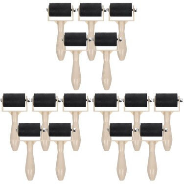 Ciieeo 15 Pcs Printmaking Brayer Rubber Brayer Roller Paint Brush Ink Applicator Art Craft Oil Painting Tool for Printmaking Stamping Gluing