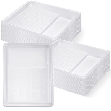 Geelin 40 Pcs Paint Tray Liner Disposable Paint Pans Trays 9 Inch Paint Roller Tray Disposable Paint Tray Heavy Duty Plastic Paint Tray Household Paint Trays Compatible with Most 9 Inch Paint Rollers