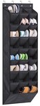 AOODA 24 Pairs Over the Door Shoe Organizer for Closet, Deep Pockets Large Hanging Shoe Rack for Door, 8-Tier Sneaker Holder Hanger, Black
