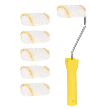 uxcell 6xPaint Roller Brush 3 Inch 76mm for Household Wall Painting Treatment with 1 Plastic Handle