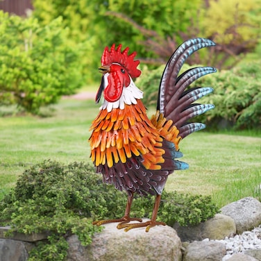 Shorayn Rooster Garden Statue Metal Chicken Yard Art Decor Outdoor Sculpture Figurines