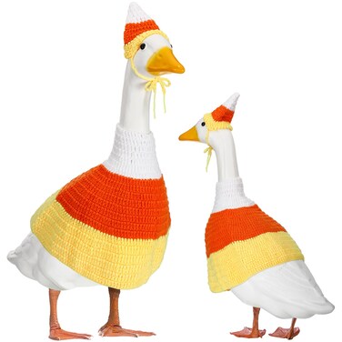 Seenelling Valentine Goose Outfit Candy Corn Porch Goose Outfit for 23'' Cement Goose Valentine's Day Goose Costume Cute Goose Clothes for Patio Yard Lawn Goose Statue Outdoor Art Decoration