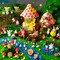 HyDren 100 Pcs Fairy House Garden Figurines Kit 8&#39;&#39; Solar House Miniatures Light up House 6.6&quot; Fairy House Fairy Gnome Animals Doll Outdoor Resin Statues Micro Landscape Ornaments DIY Garden Decor