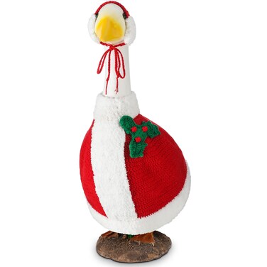 Arrowbash Christmas Goose Outfit Crochet Handmade Porch Goose Outfits Cute Goose Clothes for 23" Goose Halloween Christmas Outdoor Patio Yard Lawn Art(Raincoat)