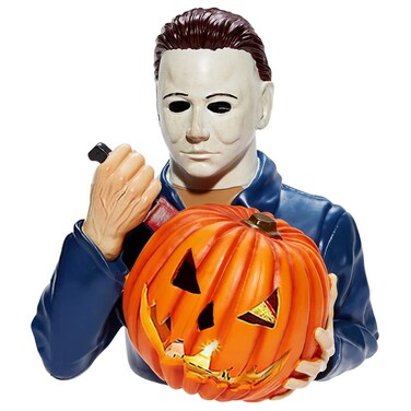 nezababy Light Up Michael Myers Statue Halloween Decoration with Pumpkin Horror Movie Garden Gnomes Decor Resin