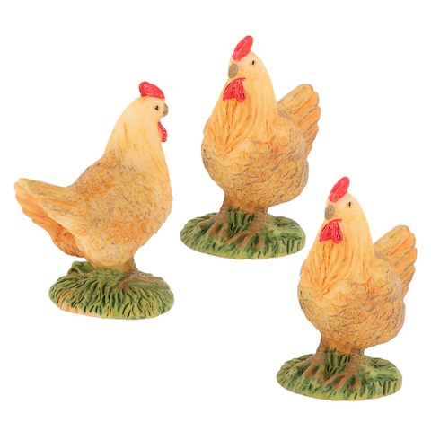 ORFOFE 3pcs Toy Chicken Ornaments Chicken Decor Miniture Decoration Miniature Ornaments Tabletop Chicken Ornaments Miniature Rooster Figurines Chicken Figurine DIY Resin Hen Statues Hen
