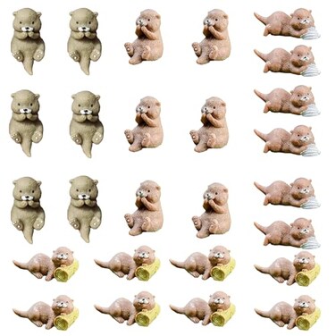 LIGHUFEIC 24 Pcs Miniature Otters Figurines Small Otter Toys for Decorative Garden Moss Landscapes,Fairy Gardens, Dollhouses,Birthday Cake Toppers,Cute Animal Shaped Statues &amp; Cartoon Crafts