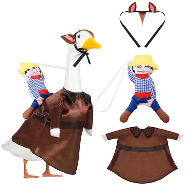 Seenelling Cowboy Horse Goose Outfits for 23'' High Cement or Plastic Porch Goose Lawn Goose Clothes for Yard Goose